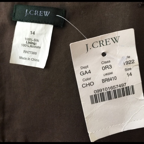 NEW J. Crew Brown Silk Party Lined Dress 14 - Picture 5 of 7